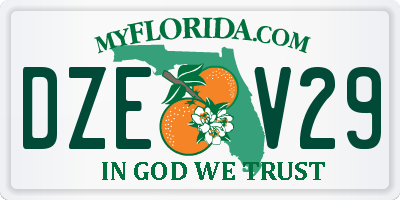FL license plate DZEV29