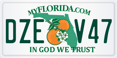 FL license plate DZEV47