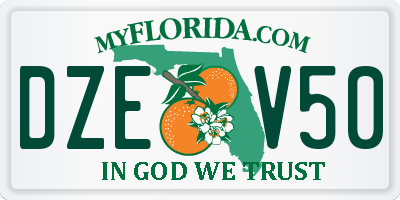 FL license plate DZEV50