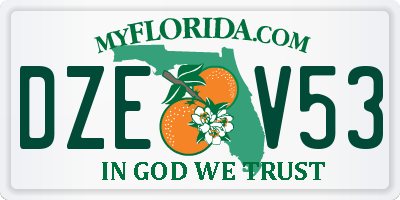 FL license plate DZEV53