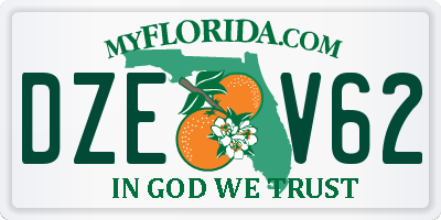 FL license plate DZEV62
