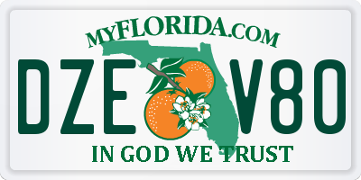 FL license plate DZEV80