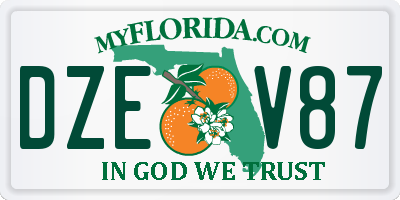 FL license plate DZEV87