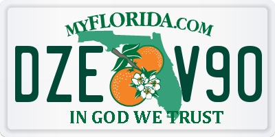 FL license plate DZEV90