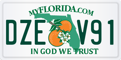 FL license plate DZEV91