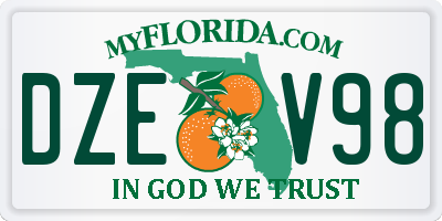 FL license plate DZEV98
