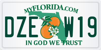 FL license plate DZEW19