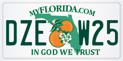 FL license plate DZEW25