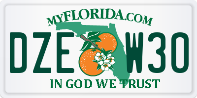 FL license plate DZEW30