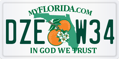 FL license plate DZEW34