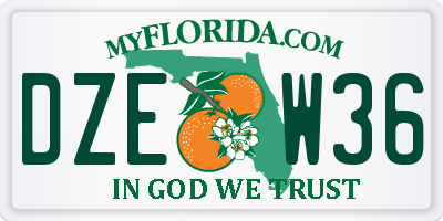 FL license plate DZEW36