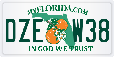 FL license plate DZEW38