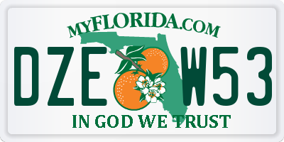 FL license plate DZEW53