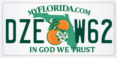 FL license plate DZEW62
