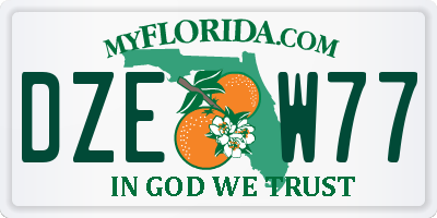 FL license plate DZEW77