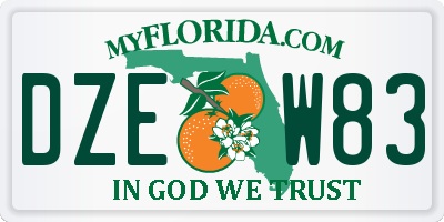 FL license plate DZEW83
