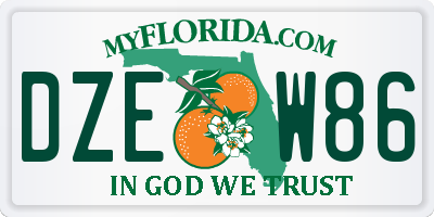 FL license plate DZEW86