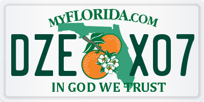 FL license plate DZEX07