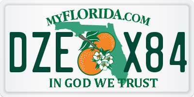 FL license plate DZEX84