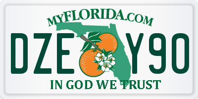 FL license plate DZEY90
