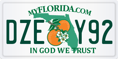 FL license plate DZEY92