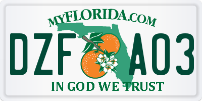 FL license plate DZFA03