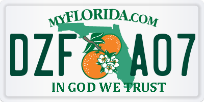 FL license plate DZFA07