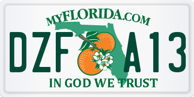 FL license plate DZFA13