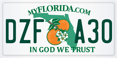 FL license plate DZFA30