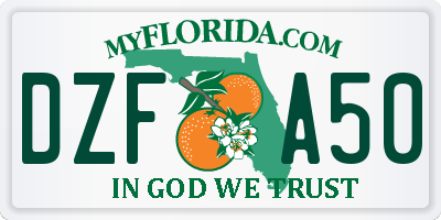 FL license plate DZFA50
