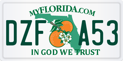 FL license plate DZFA53