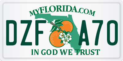 FL license plate DZFA70