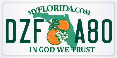FL license plate DZFA80