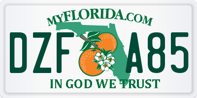FL license plate DZFA85