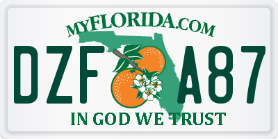 FL license plate DZFA87