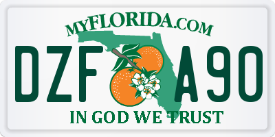 FL license plate DZFA90