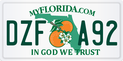FL license plate DZFA92