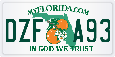 FL license plate DZFA93