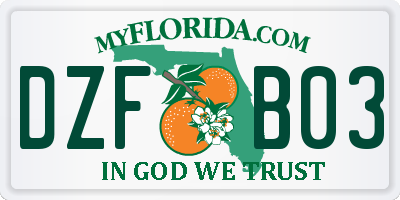 FL license plate DZFB03