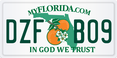 FL license plate DZFB09