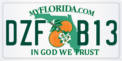 FL license plate DZFB13