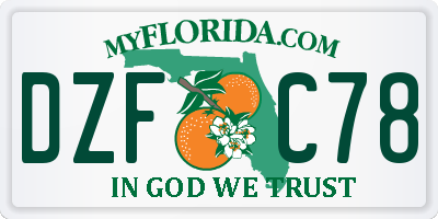 FL license plate DZFC78