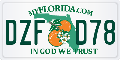 FL license plate DZFD78