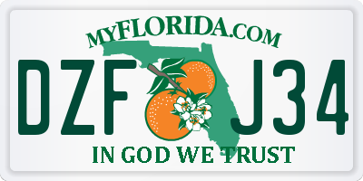 FL license plate DZFJ34