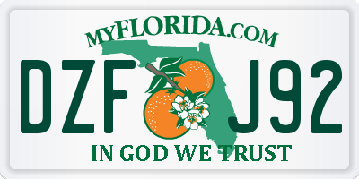 FL license plate DZFJ92