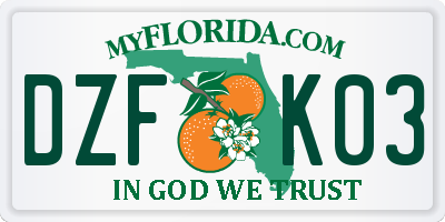 FL license plate DZFK03