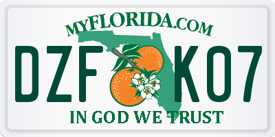 FL license plate DZFK07