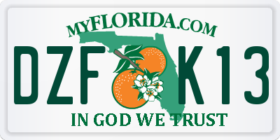FL license plate DZFK13