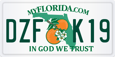 FL license plate DZFK19