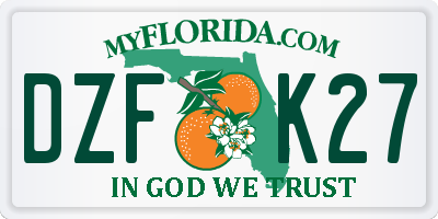 FL license plate DZFK27
